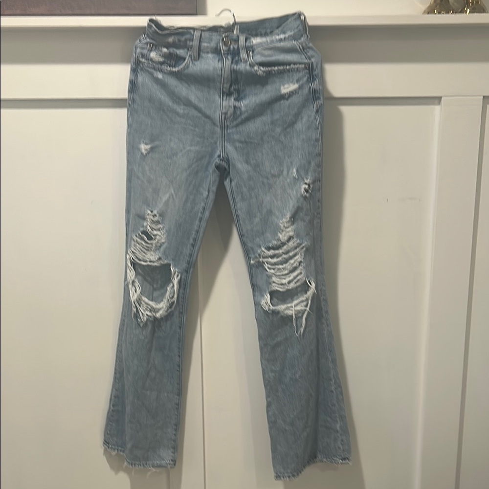 Pistola Blue High Waisted Jeans with Distressed Detailing